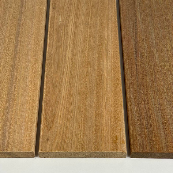 A closeup of bangkirai decking